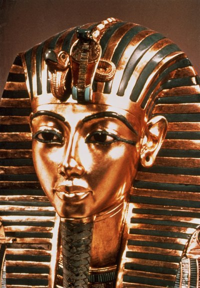 The gold mask, from the Treasure of Tutankhamun (c.1370-52 BC) c.1340 BC by Egyptian 18th Dynasty